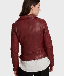 Oakwood Damen VIDEO Lederjacke Red -Oakwood Soldes Boutique b094b4b65dea4dec8793041c1544722b