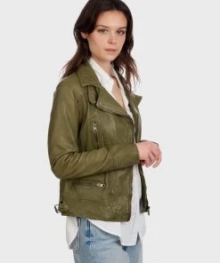 Oakwood VIDEO Lederjacke Kaki Damen -Oakwood Soldes Boutique b7dd2a4e9ac4446d868ee7c1a5387d78