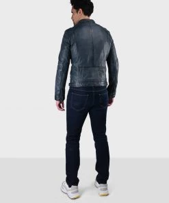 Oakwood CASEY Lederjacke Navy Blue Herren -Oakwood Soldes Boutique bb159772a5804a1b9bb0b83cb566733d