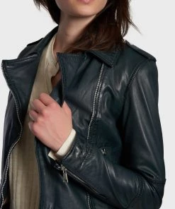 Oakwood Damen ALIZEE Lederjacke Blue -Oakwood Soldes Boutique bbd1da630b9e42289d6c445e07d5267b