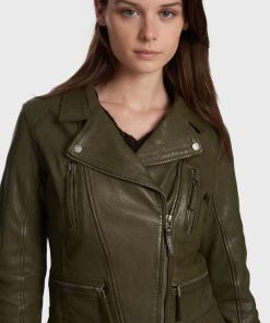 Oakwood CAMERA Lederjacke Khaki Damen -Oakwood Soldes Boutique c3a948033fc24e91805ce7fc76299d4f