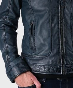 Oakwood CASEY Lederjacke Navy Blue Herren -Oakwood Soldes Boutique c46e8728411048b8a0b98a7fac77d25d