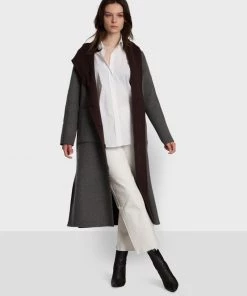 Oakwood Damen POSITANO BI Klassischer Mantel Dark Brown / Dark Grey -Oakwood Soldes Boutique c6f5608dfe584392ad95ece761b74909