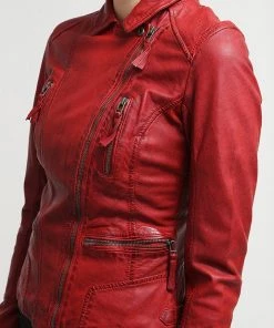 Oakwood CAMERA Lederjacke Red Damen -Oakwood Soldes Boutique ce6fb8f569204bf886046033e3bda9a2