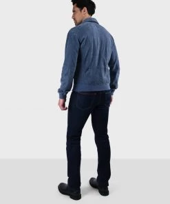 Oakwood Herren ALESSANDRO Lederjacke Blue Denim -Oakwood Soldes Boutique cfc3d8ad5b644bebaca347a1fd6d9235