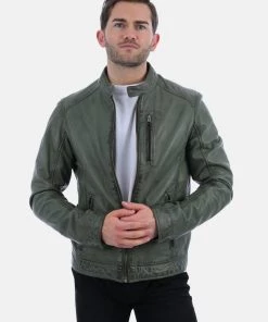 Oakwood Herren AGENT Lederjacke Khaki