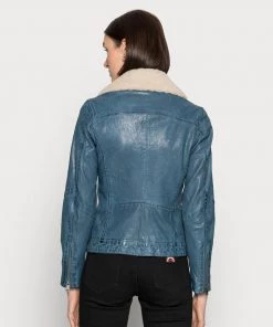 Oakwood Damen FLOW Lederjacke Denim -Oakwood Soldes Boutique d96f763fd33e45e28c5f730ebd02de9d