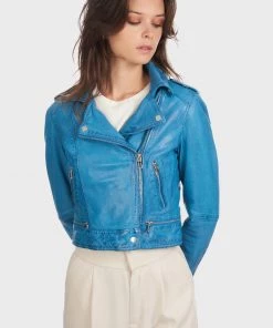 Oakwood Damen KYOTO Lederjacke Blue -Oakwood Soldes Boutique e184f53251c04a9b9e77fd57774aac89