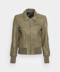 Oakwood GIRL Lederjacke Light Khaki Damen -Oakwood Soldes Boutique e25224e69126493a9aedce14aa14aa4e