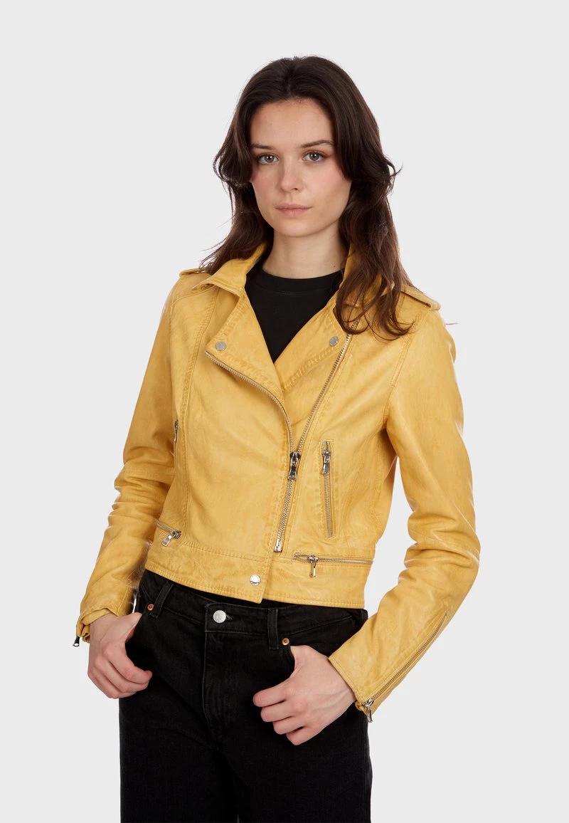 Oakwood Damen KYOTO Lederjacke Yellow 1 Oakwood Damen KYOTO Lederjacke Yellow