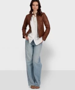 Oakwood KARINE Lederjacke Cognac Damen -Oakwood Soldes Boutique eafdecfa819944698304618879c017ba