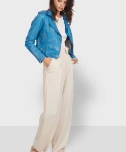 Oakwood Damen KYOTO Lederjacke Blue -Oakwood Soldes Boutique eec1ddb2e84046218b462dc9dabf8139