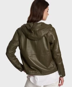 Oakwood Damen DYNAMIC Lederjacke Khaki -Oakwood Soldes Boutique efd8292a8e084c28b40f8ae2d3a1f316