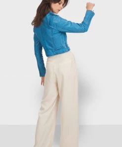 Oakwood Damen KYOTO Lederjacke Blue -Oakwood Soldes Boutique f41a76c992f745fb97b8c94672321d38