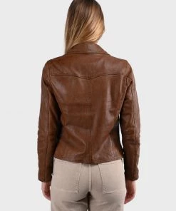 Oakwood Damen FRANNY Lederjacke Brown -Oakwood Soldes Boutique f62b8d03862644b1901fbfdf2b1715c8